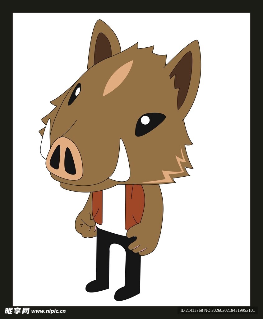 卡通野猪形象时尚装扮