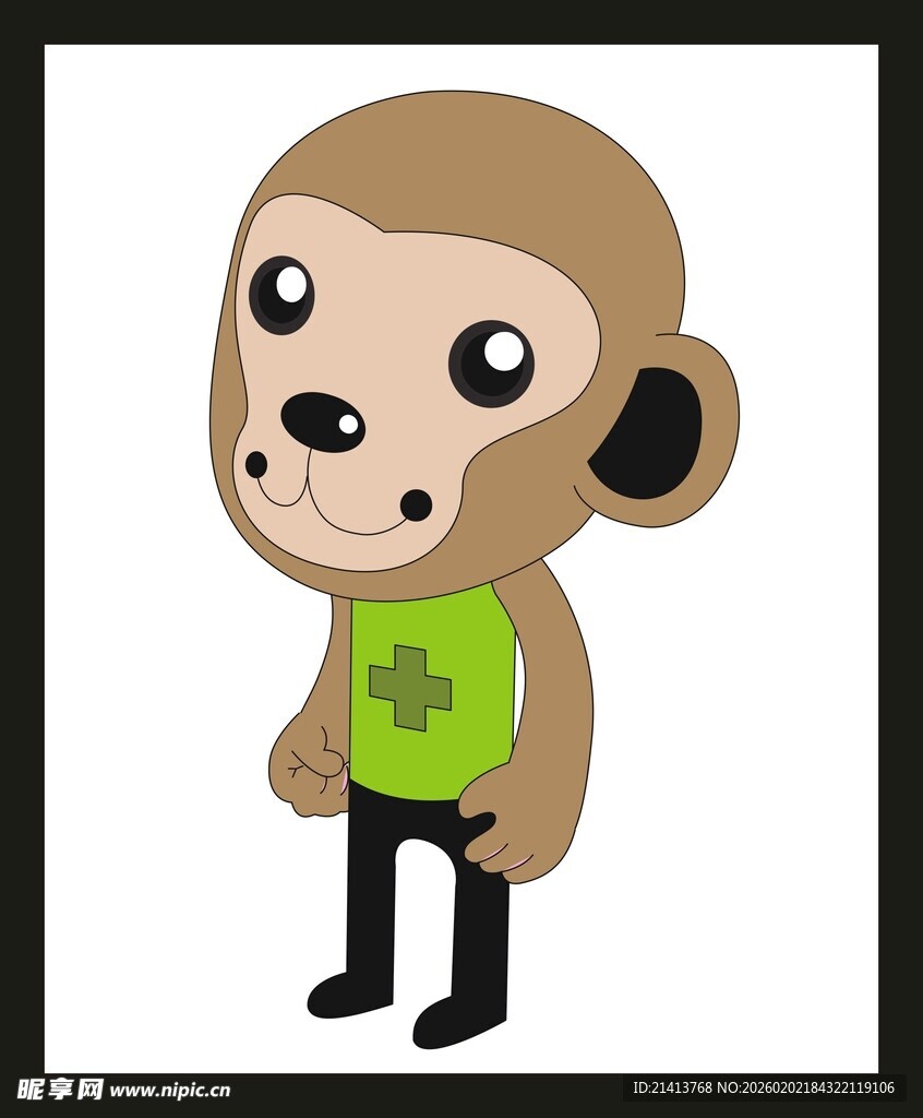 卡通猴子穿绿衣