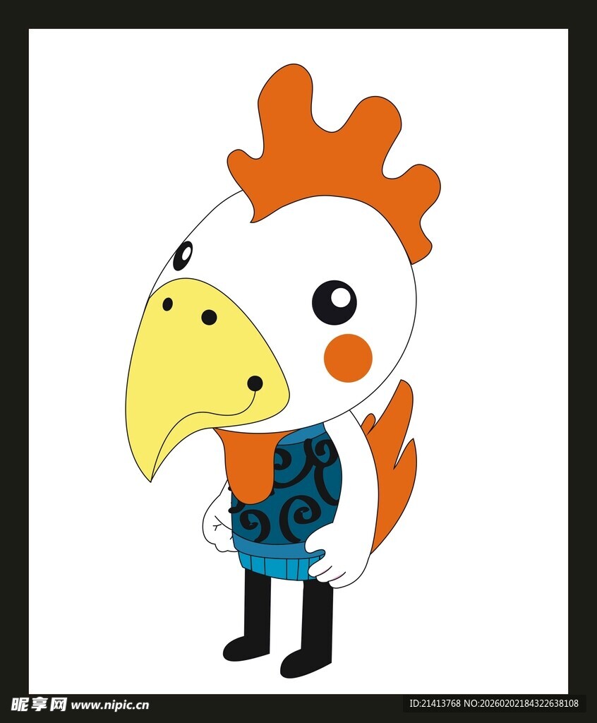 卡通公鸡形象插画