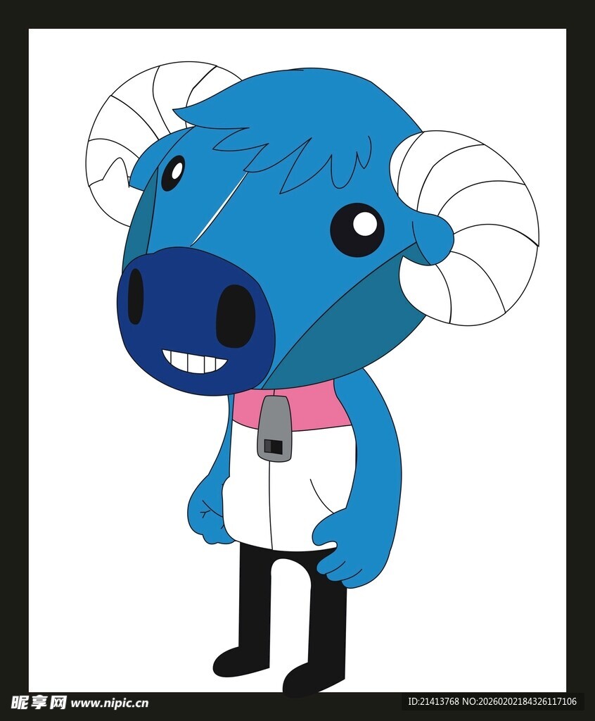 蓝色卡通羊形象角色