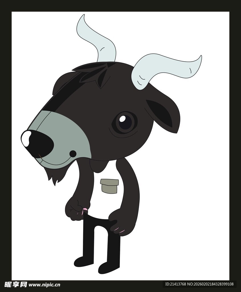 卡通黑山羊形象