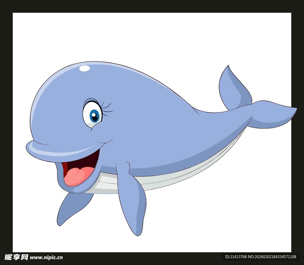 可爱蓝色卡通鲸鱼形象