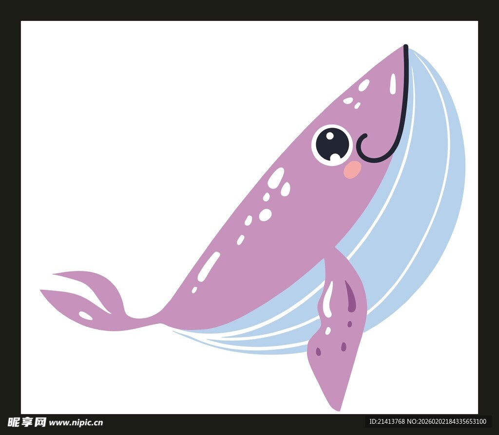 可爱粉色卡通鲸鱼插画