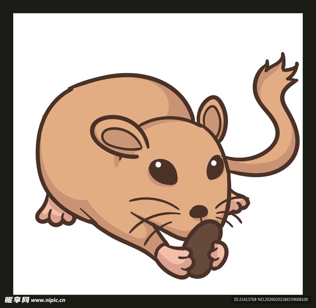 卡通老鼠啃食坚果
