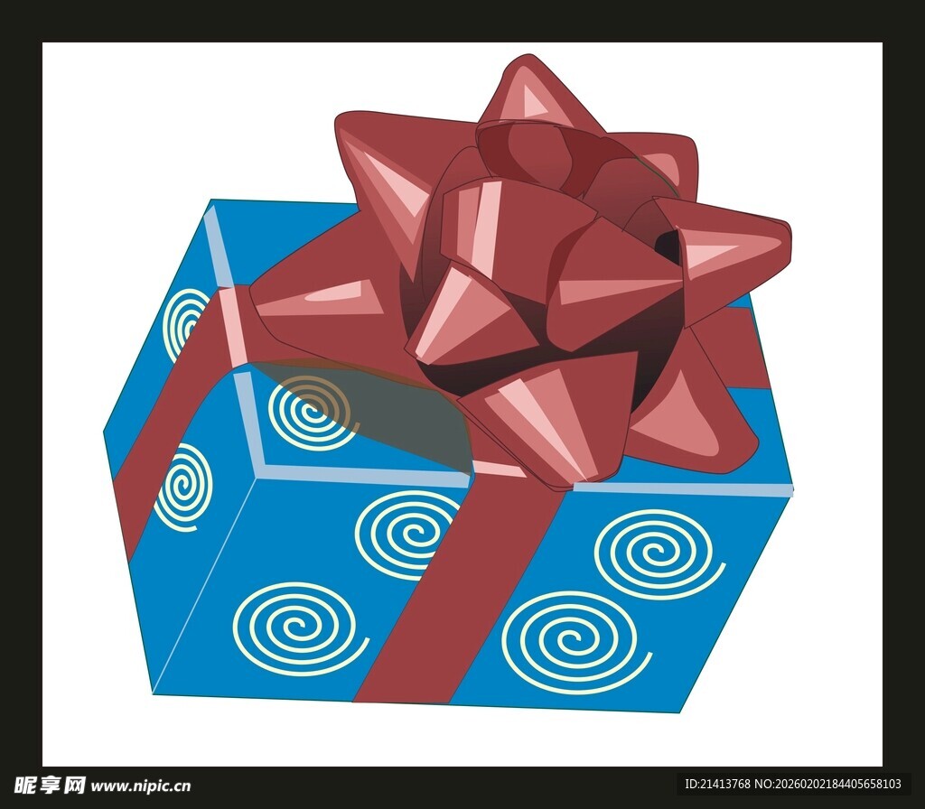 蓝色礼盒配红色蝴蝶结