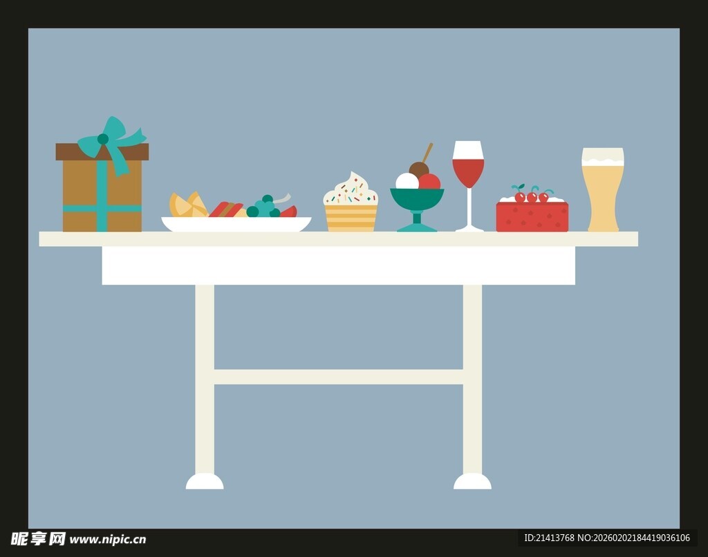 餐桌美食与饮品布置