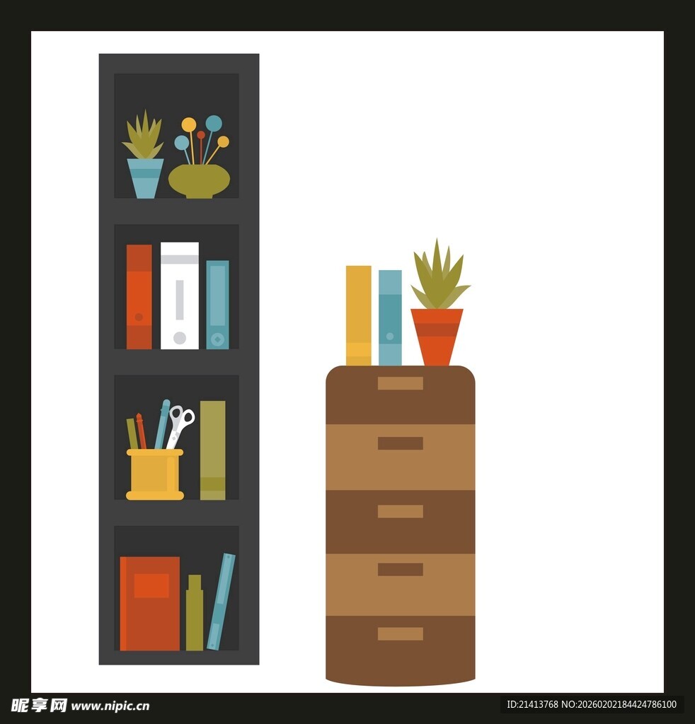 简约书架与储物柜组合