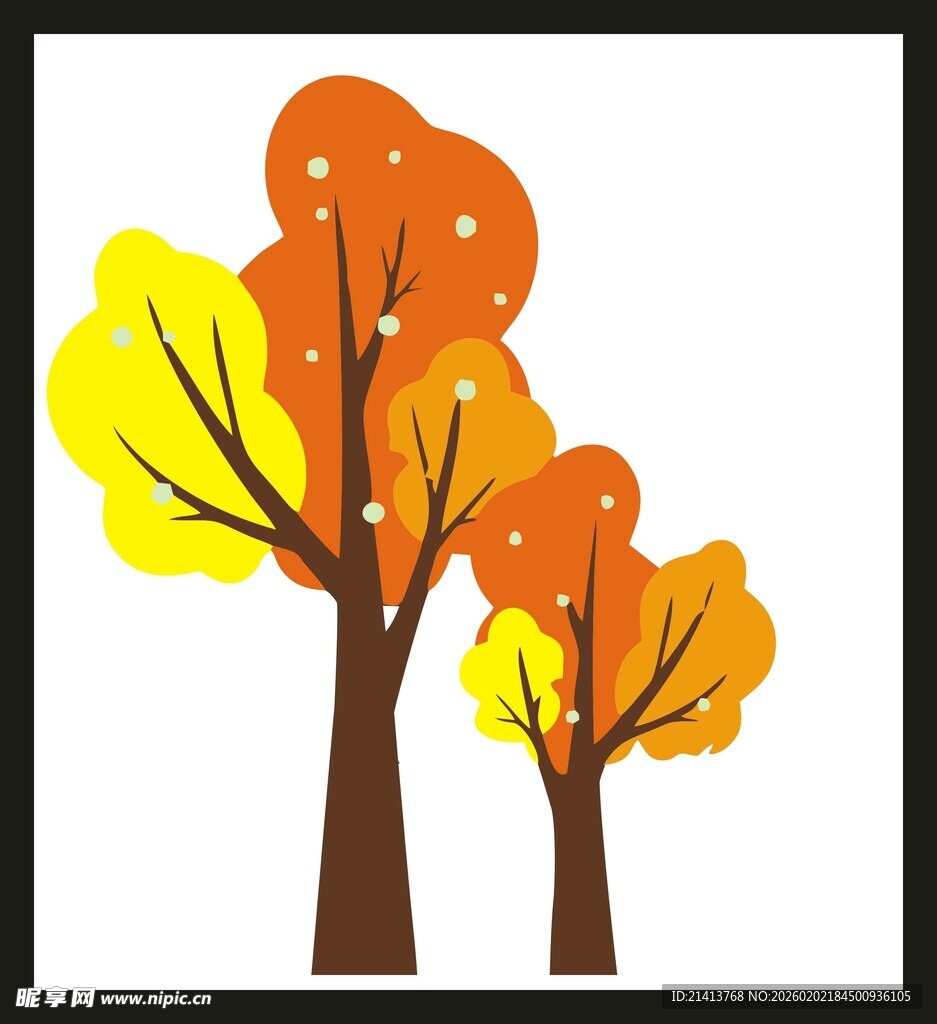 秋日双树插画