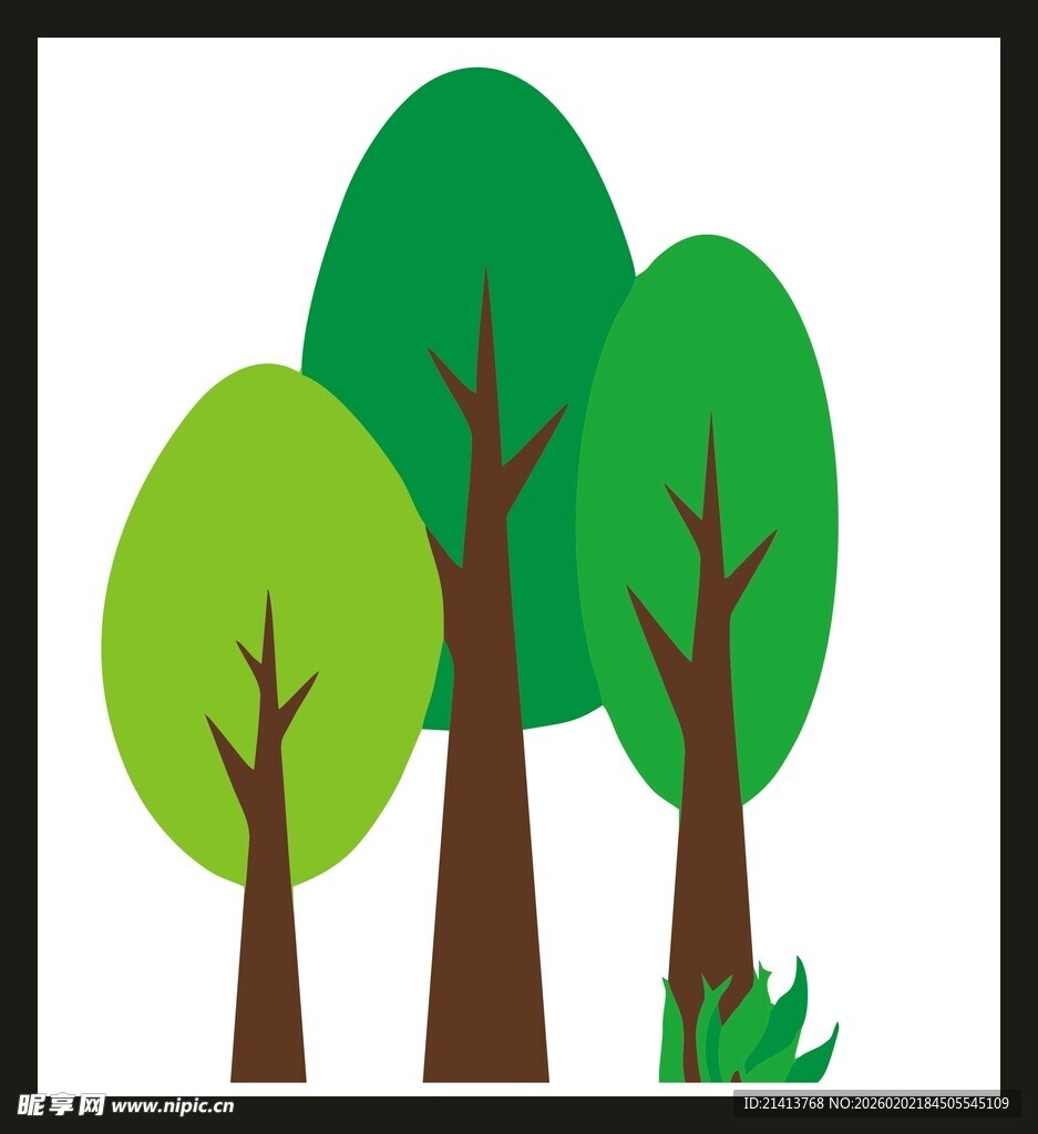 三棵树木插画