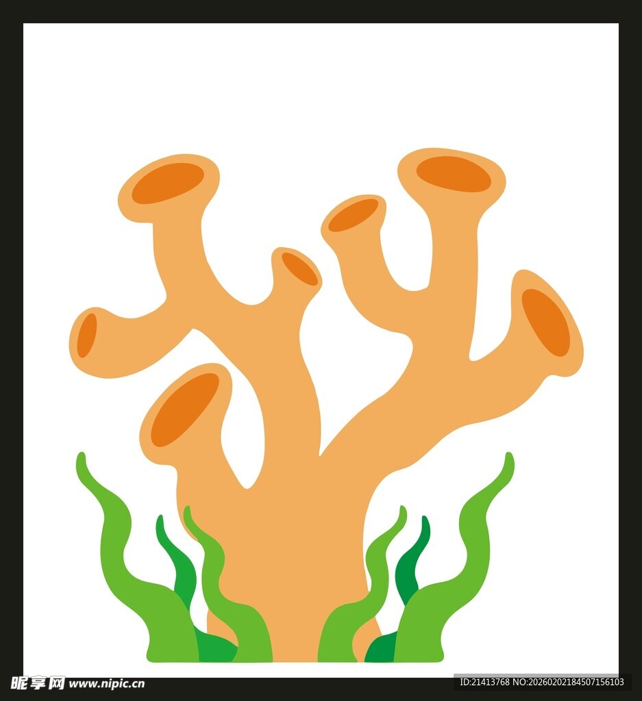 卡通风格海底珊瑚植物