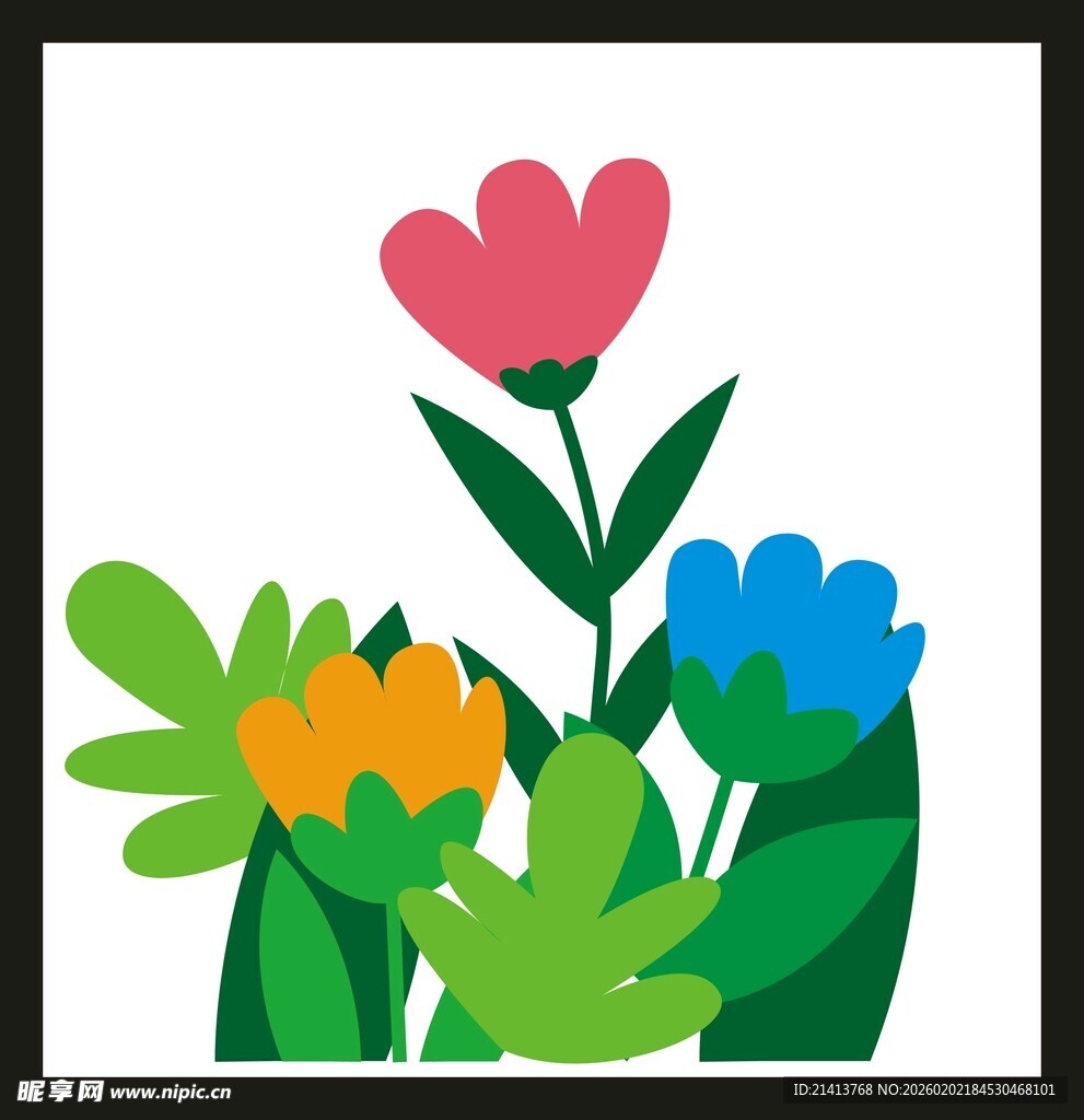多彩花卉插画