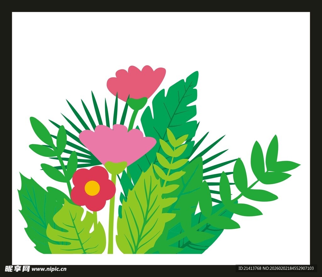 清新花叶插画