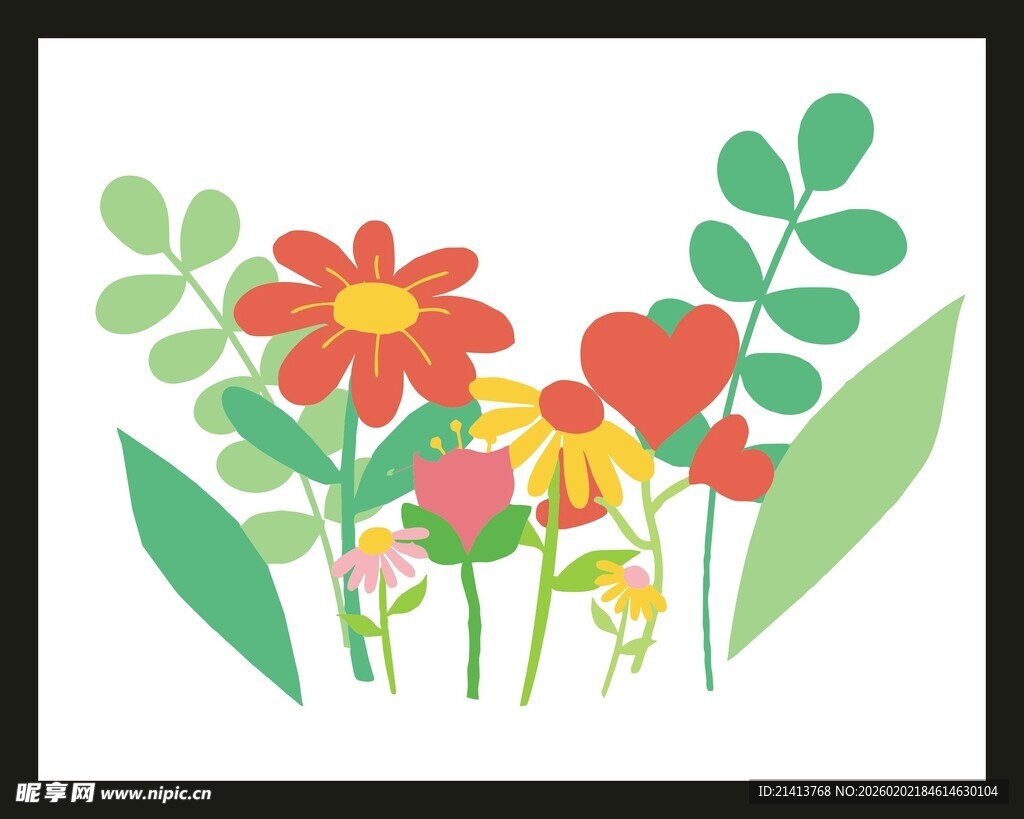 手绘多彩花卉图案