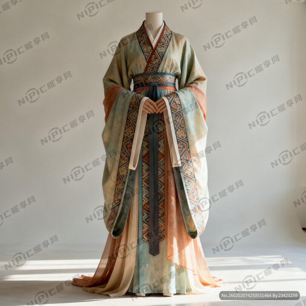 汉代曲裾服饰 现代设计实景图