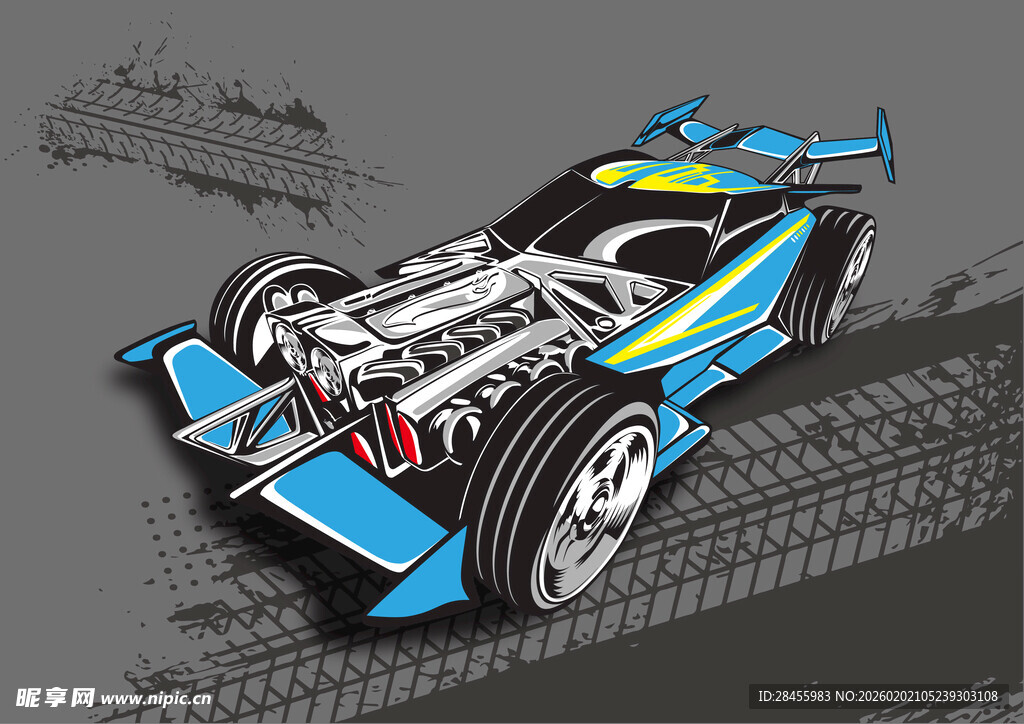 蓝色炫酷赛车模型展示