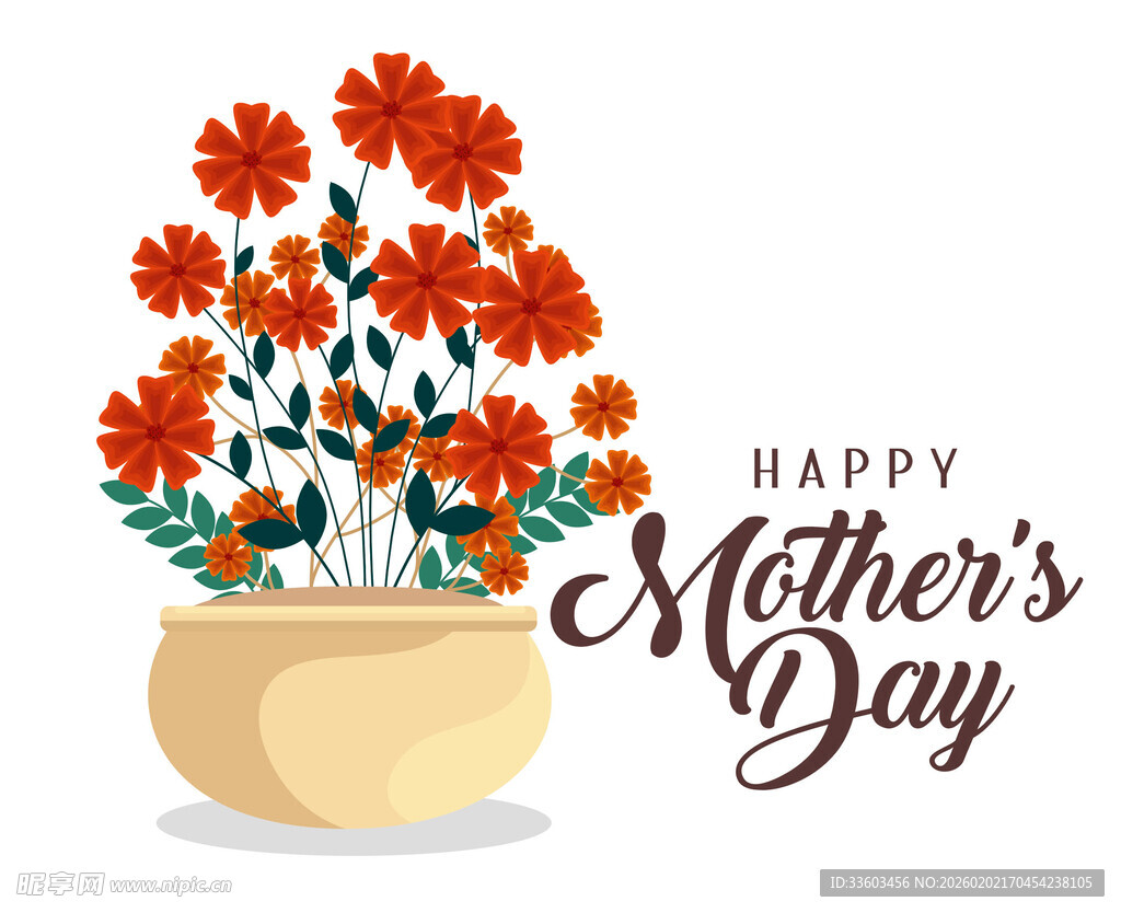 母亲节鲜花祝福插画