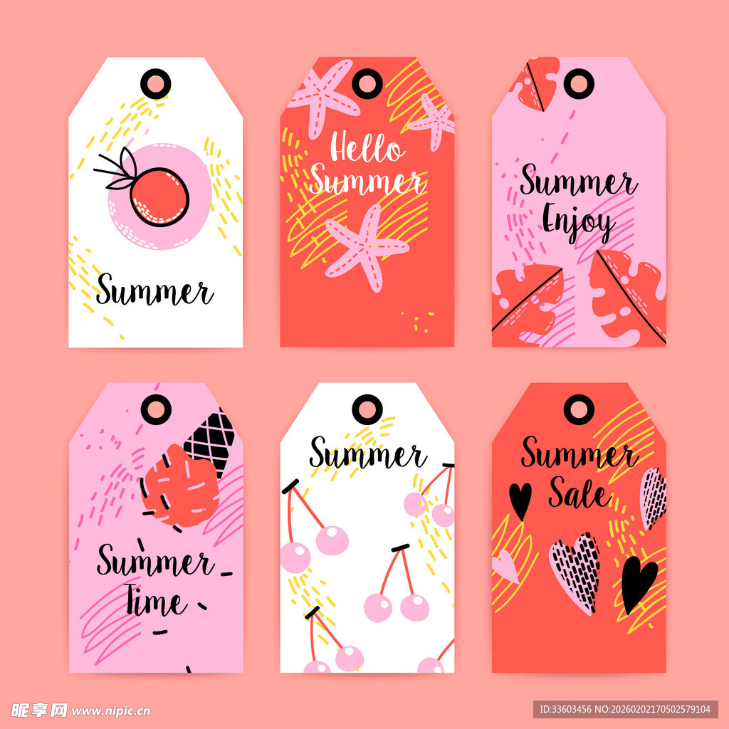 夏日主题可爱吊牌设计