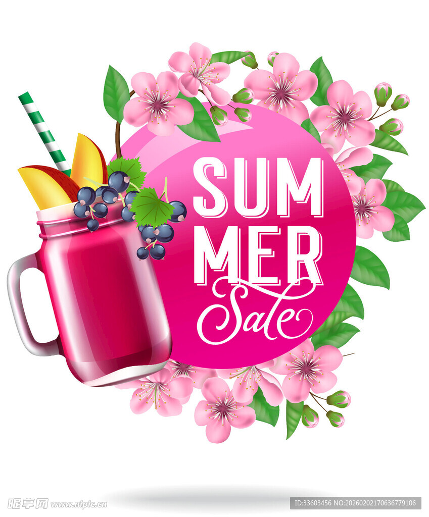 夏日缤纷饮品与烂漫花朵