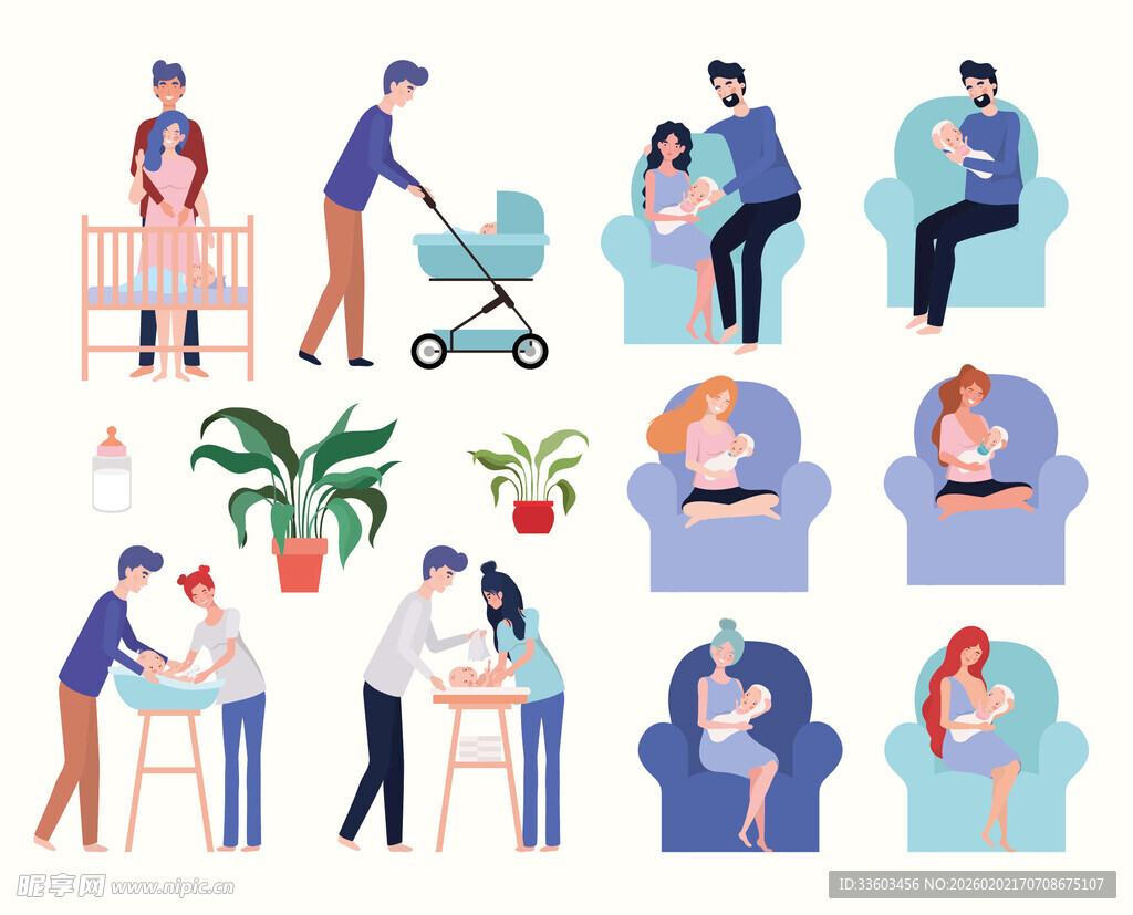 多样生活场景人物插画