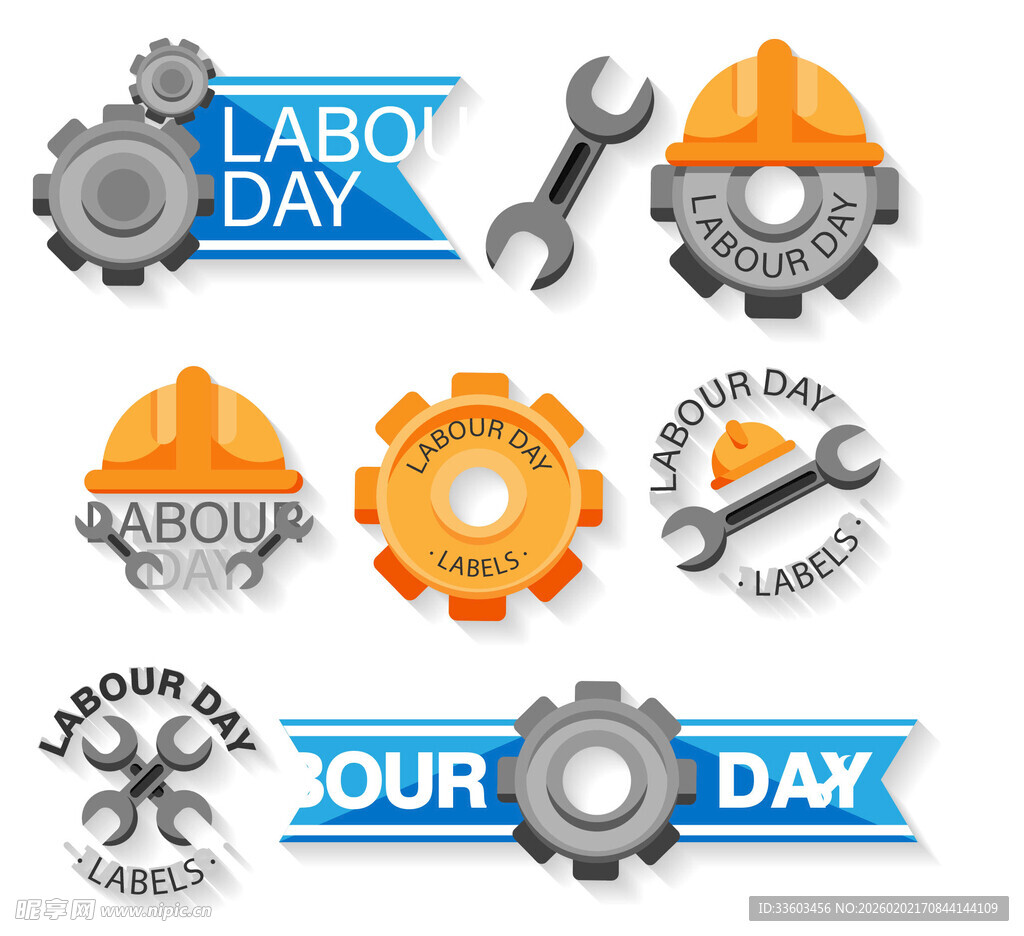 劳动节工具与安全帽元素