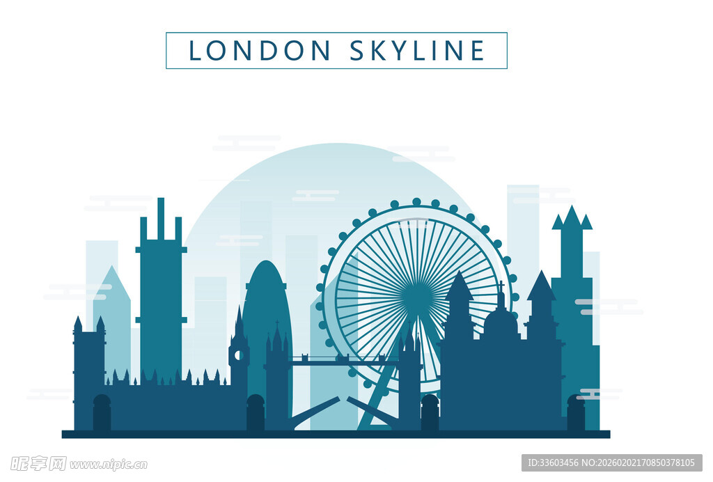 伦敦天际线剪影