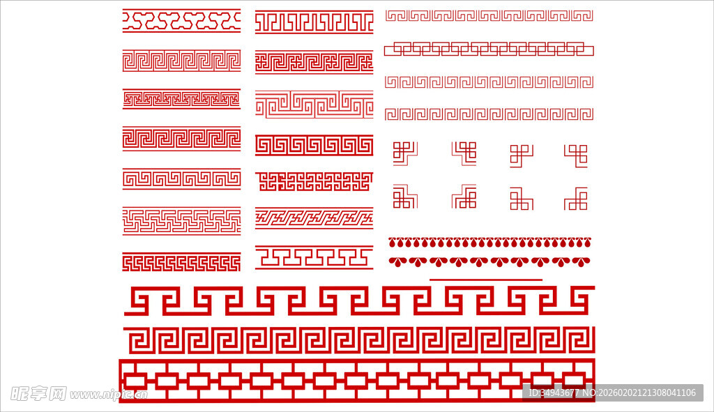 红色精美花纹图案集合