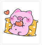 粉色萌猪抱着螃蟹超可爱