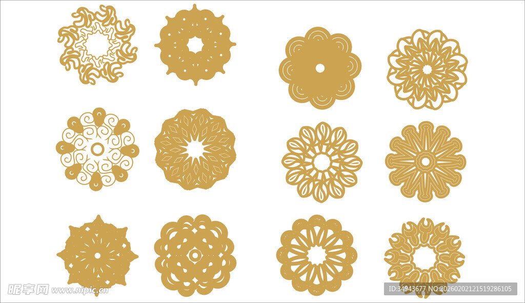 金色精美圆形花纹图案集
