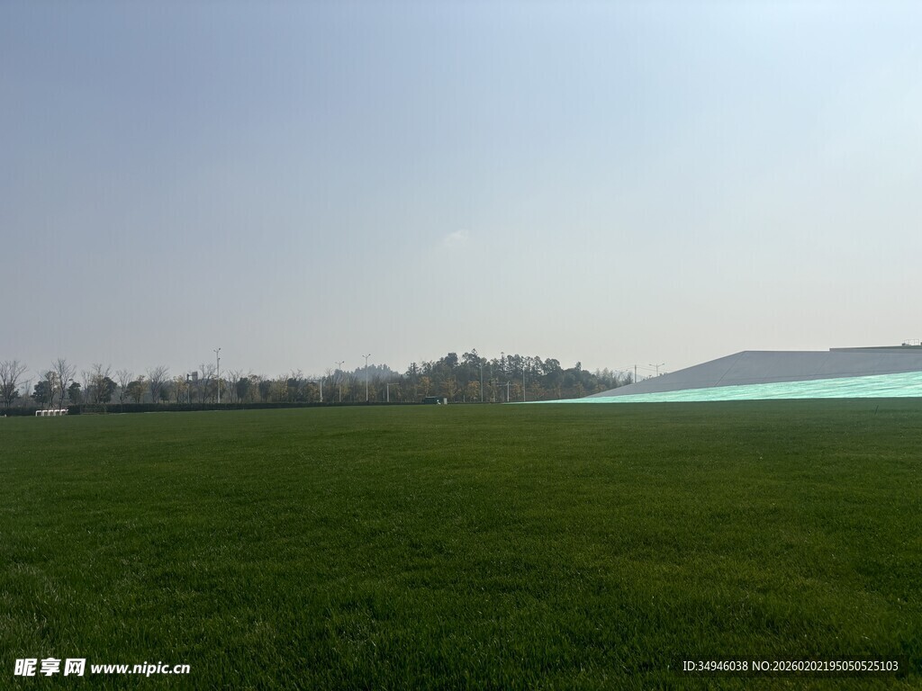 广阔绿草地与远处景观