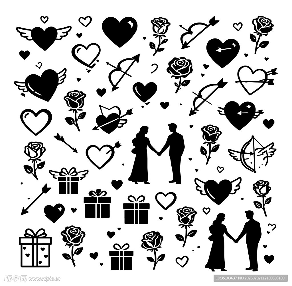 浪漫爱情元素图案集合