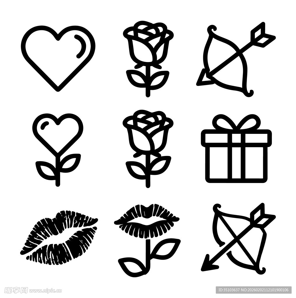 浪漫爱情元素图标集
