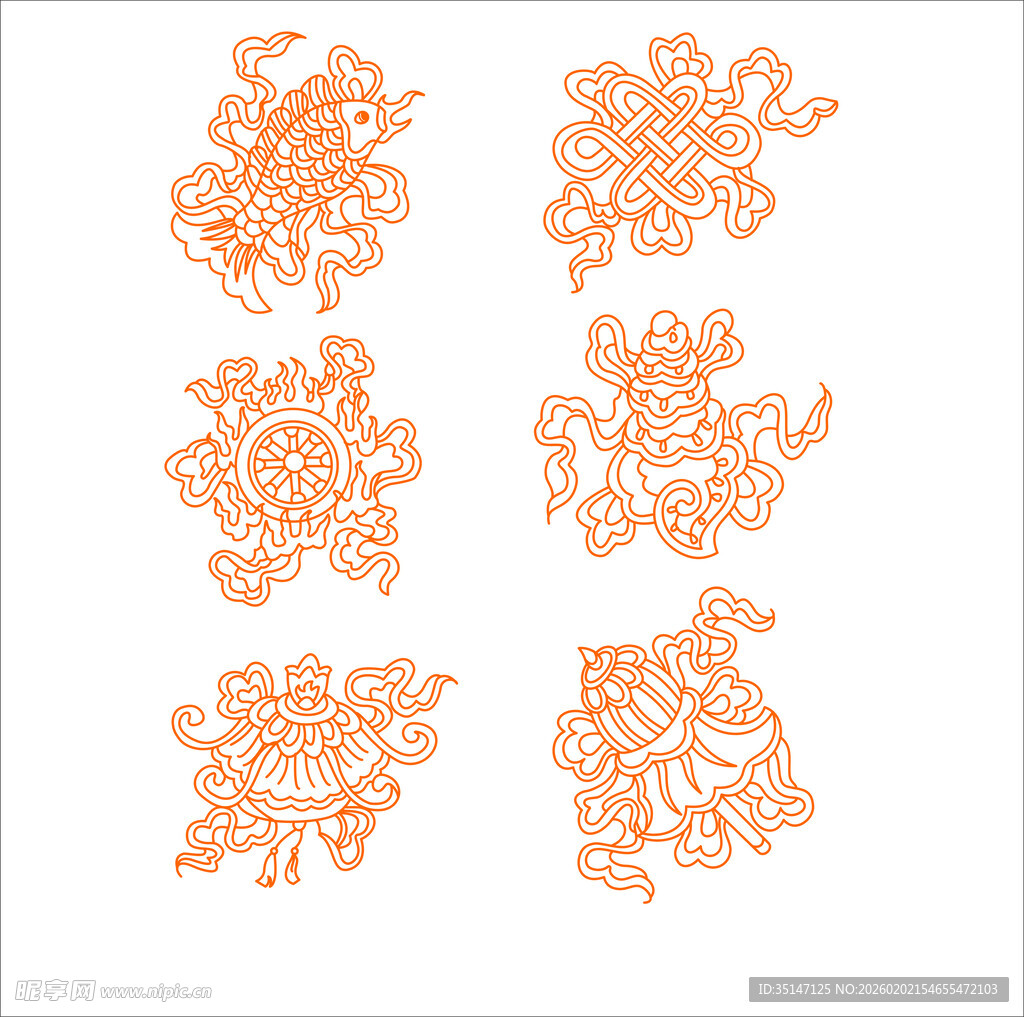 中式刺绣图案 吉祥八宝