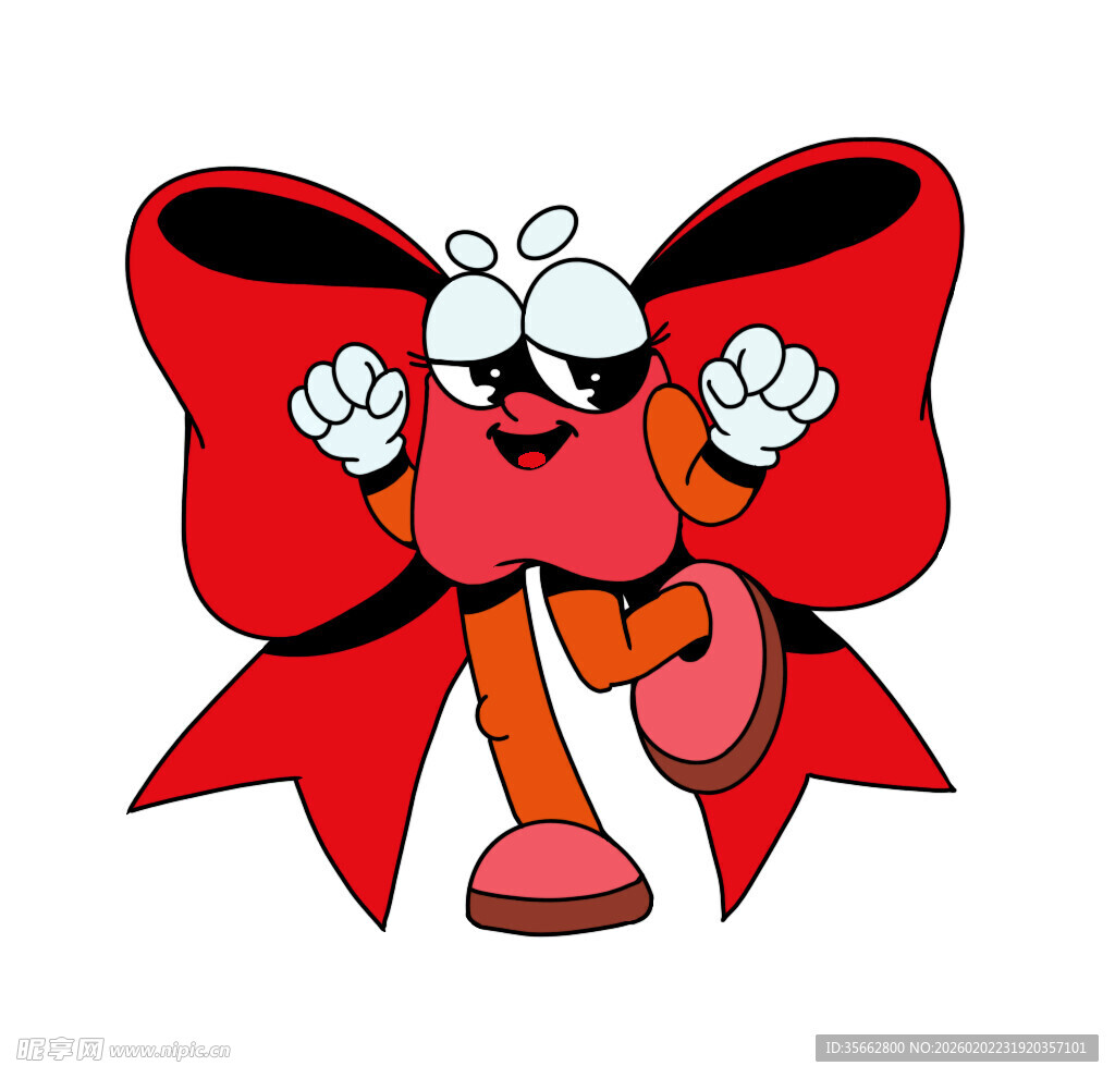 可爱红蝴蝶结卡通角色