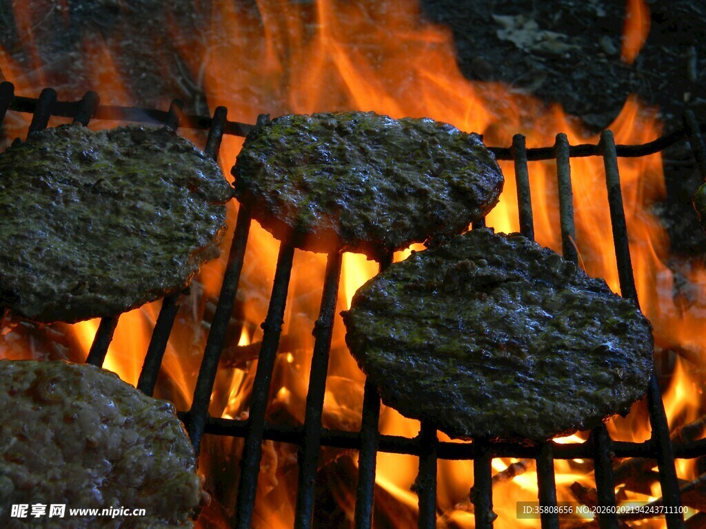 炭火上的美味烤肉