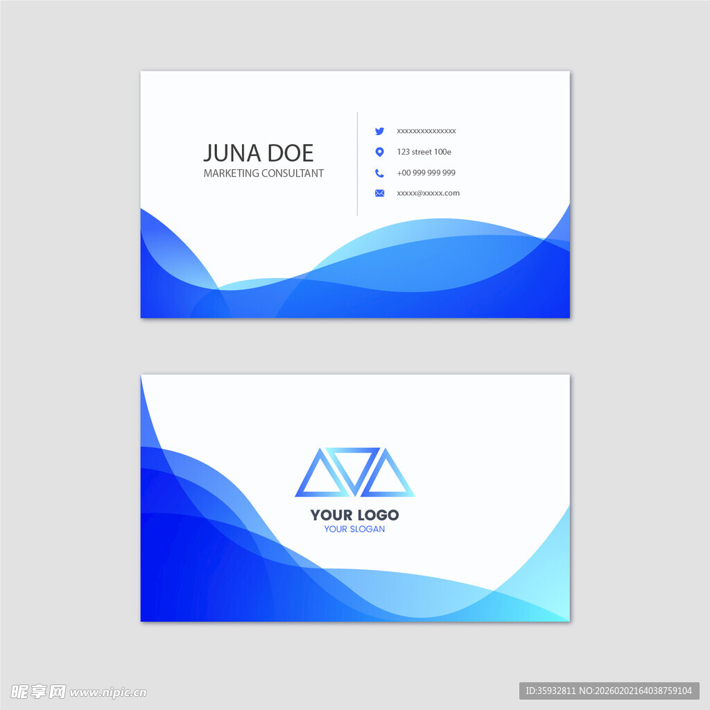 蓝色商务名片