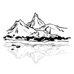 水墨风格山水倒影图