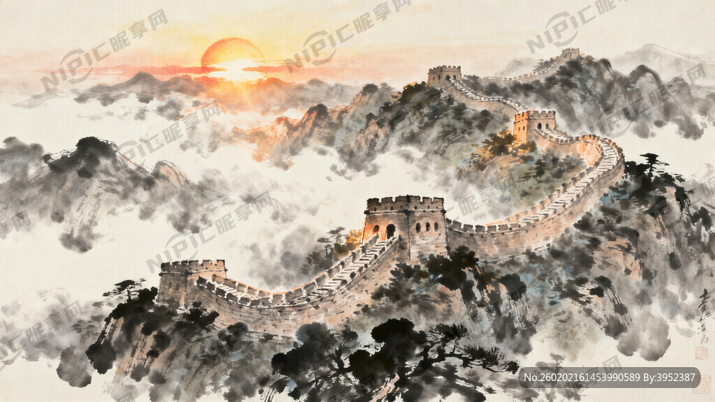 山谷 中国风 中国画 山水