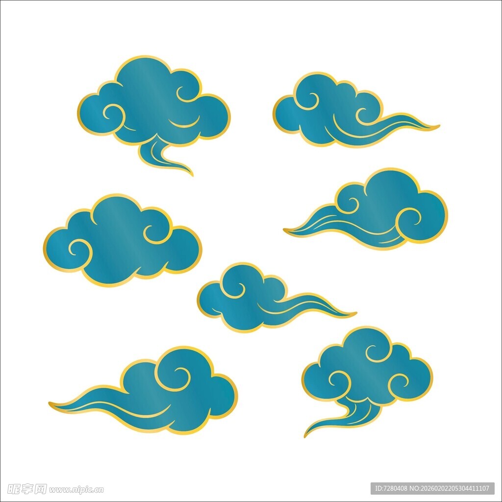 中式传统蓝色祥云图案