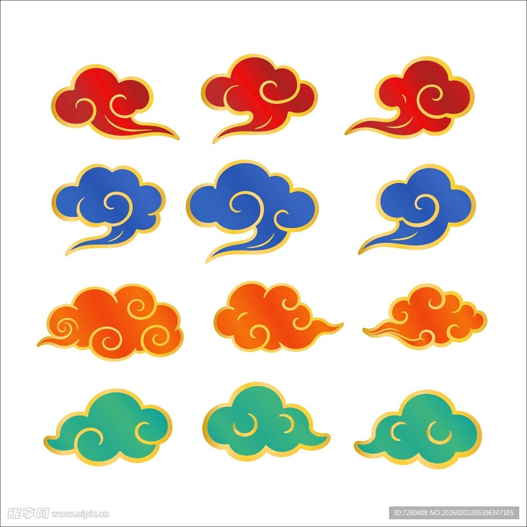 多彩中式传统祥云图案