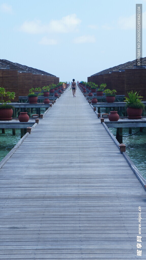 延伸至湖中的木质栈桥
