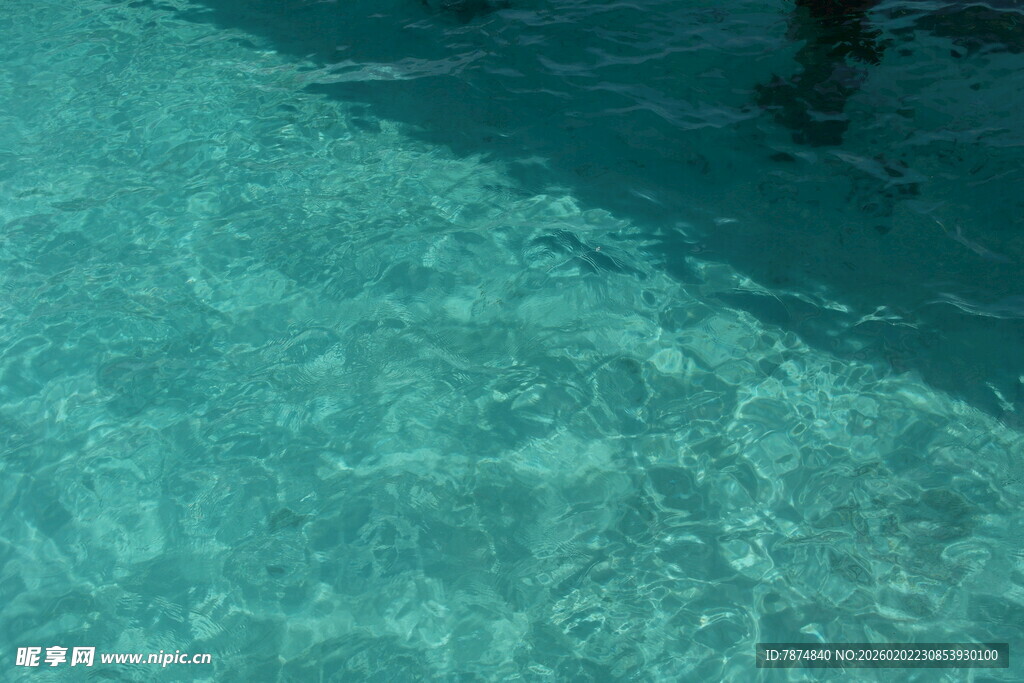 清澈泳池水面特写