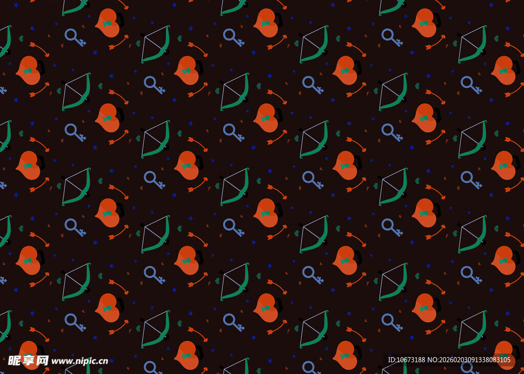 黑色底橙色花朵花纹图案