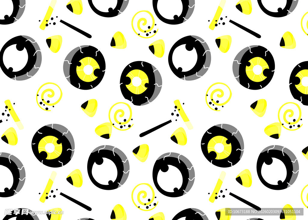 黑白黄几何图案无缝背景