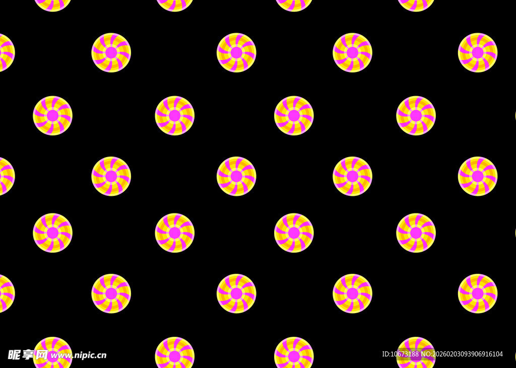黑色背景上的彩色圆点图案
