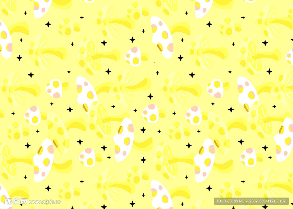 黄色花卉波点图案背景