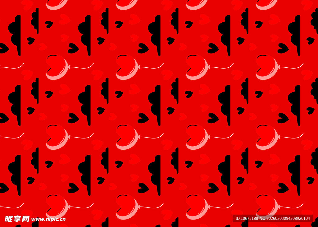 红色底黑色图案装饰纹理