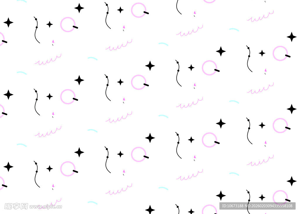 星星月亮图案无缝背景图