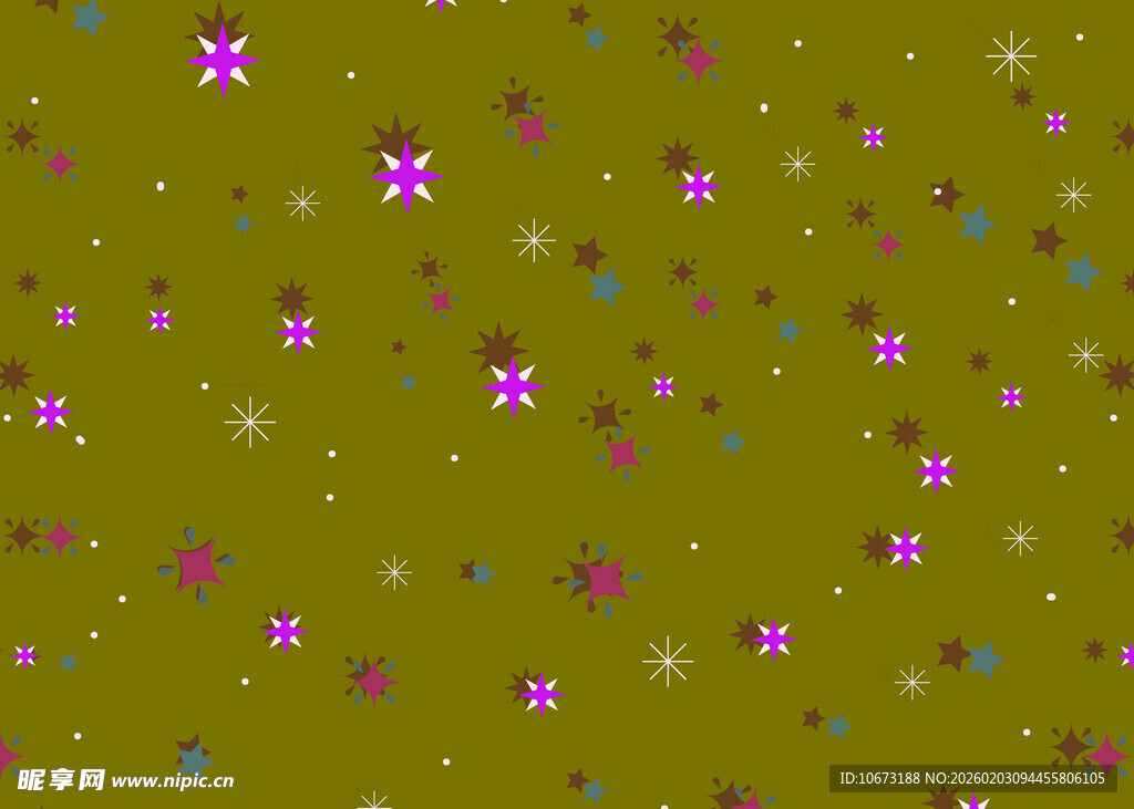 绿色背景多彩星星图案