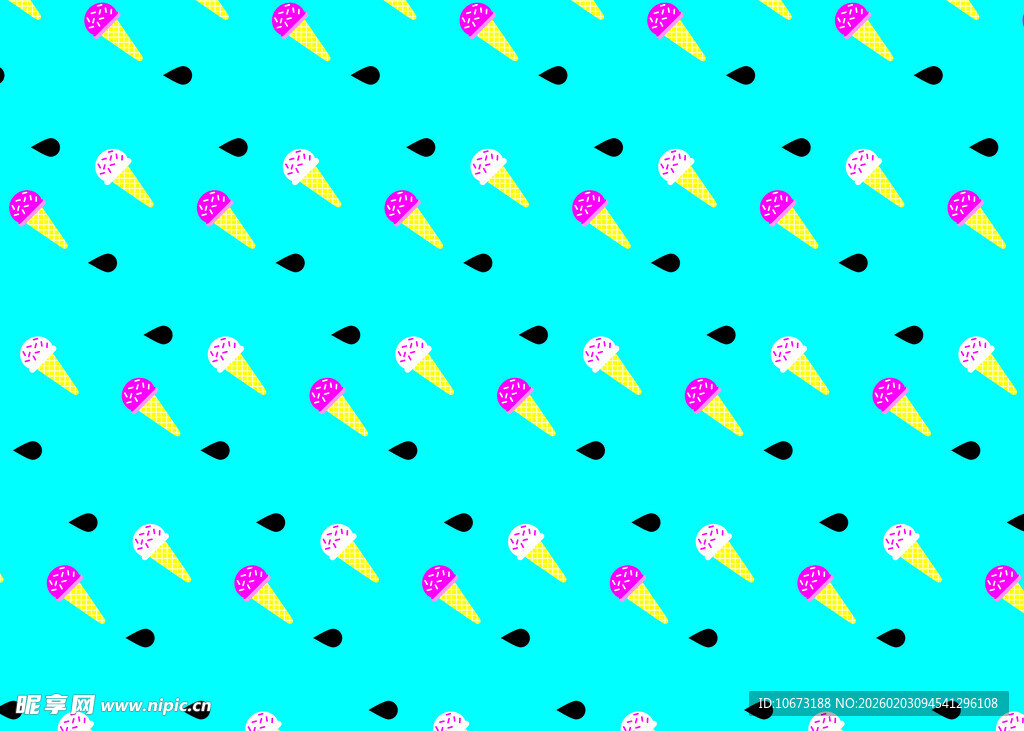 多彩冰淇淋无缝矢量图案