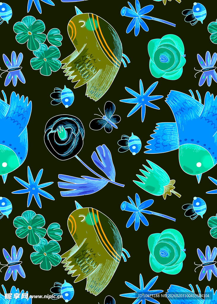 多彩梦幻动植物图案设计